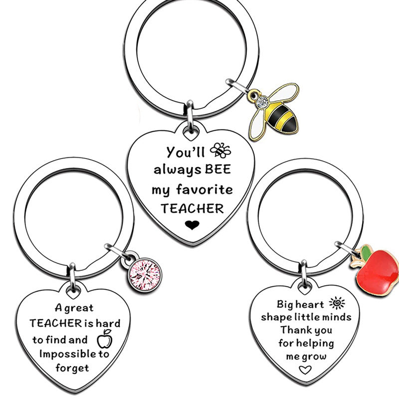 Wholesale Valentine's Day Bee Drop Oil Apple Stainless Steel Keychain